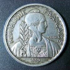 20 centesimi Indocina francese 1939. Bordo di sicurezza, magnetico KM 23. Bel...