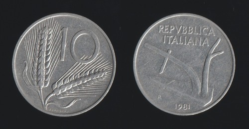 Lire 1981 spighe - 10, aratro