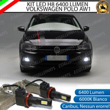 LAMPADE H8 A LED FENDINEBBIA 6400 LUMEN VOLKSWAGEN POLO AW1 6000K ULTRALUMINOSI