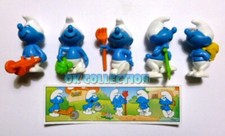 Raro Set n°5 Figurine Plastica Componibili I PUFFI CONTADINI (di Kinder Ferrero)