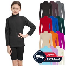 Maglione bambina maniche lunghe a costine collo polo tartaruga invernale UK 8-26
