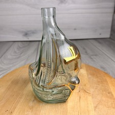 Glass Santa Maria Sail Boat Ship Bottle Wine Decanter MOD DEP ITALY 750 ml Green