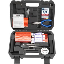 KIT RIPARAZIONE PNEUMATICI AUTO KIT FORATURA 78 PEZZI TOPPA VULCANIZZANTE + PINZA