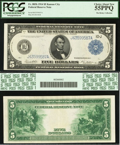 Banconota dollari 1914 - 5,