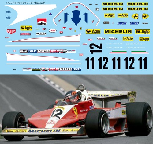 Decals per ferrari 312t3 - 1/20,