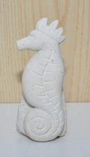 Statua scultura Cavalluccio marino sasso pietra gesso bianco souvenir 17,5 cm