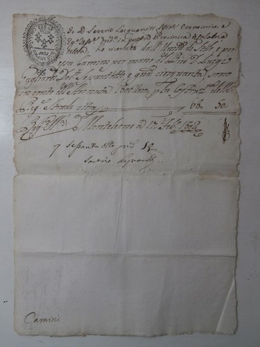 Raro documento 1802 grani - grani, 2