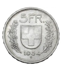 5 FRANCHI SVIZZERI 1954