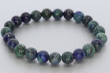  Bracciale Elastico Pietra Preziosa Sfera Malachite Azurite 8mm - Misura a Scelta 8S211