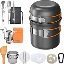15 Pezzi Set Pentole Da Campeggio, Kit Pentole Cucina per Campeggio Con Pentola 
