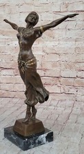 Art Deco Bronzo Woman Statua By Patoue Caldo Scultura Vintage Statuetta Art