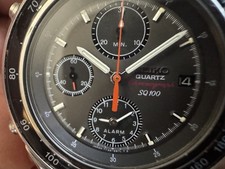 Orologio Vintage Seiko 7T32-6850 SQ 100 Cronografo Non Funzionante