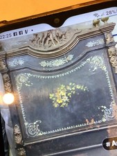 Letto Singolo Antico di Epoca Liberty con madreperla ed ottone.