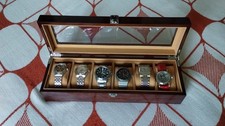 Box Scatola Cofanetto Vetrina Porta Orologi Braccialati 6 Posti In Legno laccato