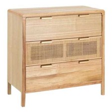 CASSETTIERA VINTAGE LEGNO RATTAN COLONIALE ETNICA CHIC INDUSTRIAL cm 80 x 40 H82