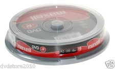 10 DVD -R Maxell vergini STOCK 4.7GB 120MIN 16X in CAKE 10 + 1cd verbatim 275593