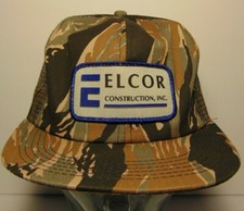 Nuovo vecchio cappello trucker ELCOR COSTRUZIONE PATCH MIMETICO SNAPBACK VINTAGE MADE IN USA