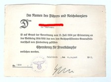 GERMANIA RARO ATTESTATO CROCE