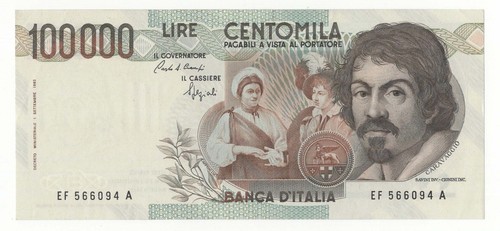 100000 lire caravaggio - 100000, i°