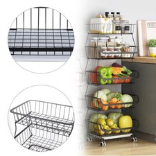 Carrello Scaffale 5 Piani Frutta Verdura Portaoggetti Impilabile Scaffale Cucina