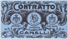 PUBBLICITA' 1929 CONTRATTO SPUMANTE VERMOUTH VINO SANTO CANELLI ARALDICA STEMMA