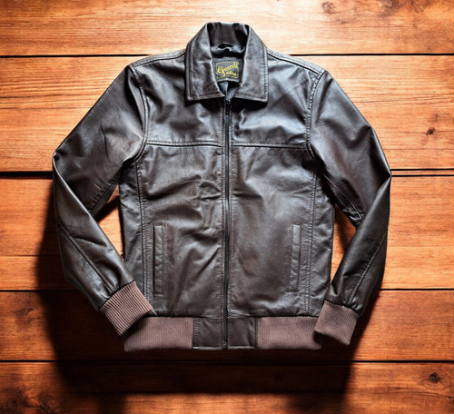Giubbotto pelle marrone bomber