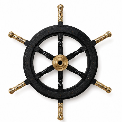 Ruota nautica legno - ruota, nero