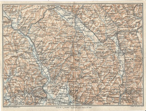 Carta geografica antica umbria - antica,