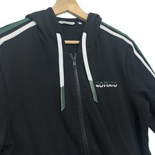 Giacca Antony Morato nera con cappuccio e zip uomo logo M verde righe stile pista casual