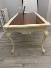 tavolo da sala in legno massello bianco e color legno