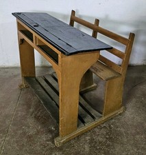 Banco Da Scuola  Vintage Originale Tavolo Studio Scrivania Antica