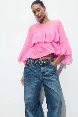 Blusa zara rosa trasparente - blusa,