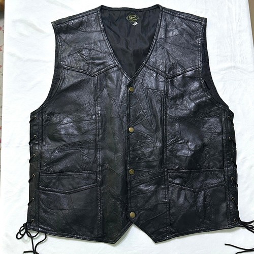 Gilet pelle patchwork - , vintage