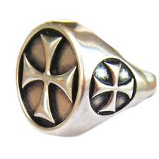 Anello con Croce Templare 23mm realizzato in metallo placcato argento