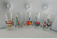 vecchi vintage 5 bicchierini bicchieri vetro liquore retrò stile anni 50 60