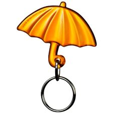 Gadget portachiavi forma di ombrello color ARANCIONE trasparente ombrellino mare