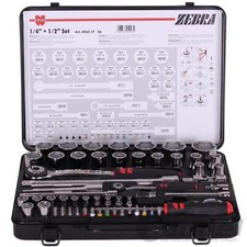WÜRTH ZEBRA 1/2" + 1/4" SET CHIAVI A BUSSOLA PROFESSIONALI SCATOLA SCRICCHIOLANTE 56 pezzi in valigetta