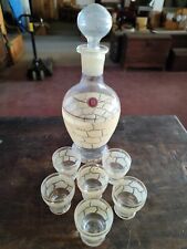 ANTICO SERVIZIO DA LIQUORE IN VETRO DECORATO 
