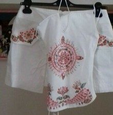 NEMO Completo/vestito Donna 100% COTONE STILE ETNICO GONNA E TOP PERLINE TG 40