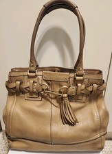 Coach Y2K "Hamptons" borsa a tracolla/borsa da trasporto in pelle marrone stile #10530 ret $329