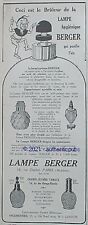PUBLICITE LAMPE BERGER BRULE PARFUM MODELE LALIQUE MUSEE BACCARAT DE 1927 AD PUB