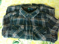 Camicia bimbo 6-7 anni 122 cm in caldo cotone a quadretti giallo blu notte Ovies