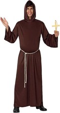 Costume Frate Adulto Monaco Travestimento Carnevale Vestito Prete Vescovo Suora