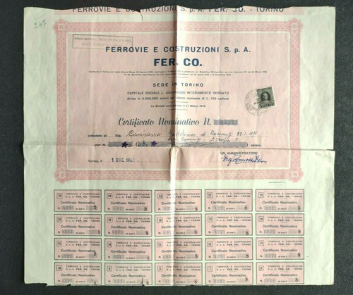 Titoli per azioni ferrovie - azioni, e