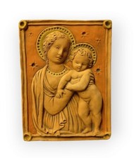 MADONNA terracotta refrattaria fatto a mano 26x20cm circa da appendere murare