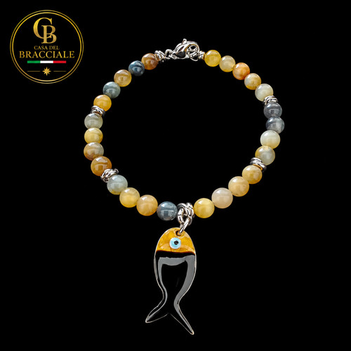 Bracciale fish nero pietra - fish,