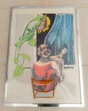 ♥ LUIGI GUERRICCHIO DONNA ALLA FINESTRA E GIRASOLE LITOGRAFIA FINARTE ED SPECIAL