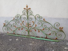 TESTATA LETTO FERRO A RICCIOLI - VERDE E FOGLIE DORATE - PESANTE - 1940 EMILIA