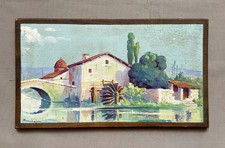 Mulino, olio su pannello, firma identificativa, quadro, dipinto, XX secolo