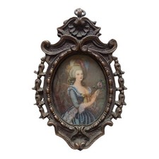 *HH* Cornice Vintage Liberty Vittoriana Dipinto Miniatura Nobildonna Dama Donna